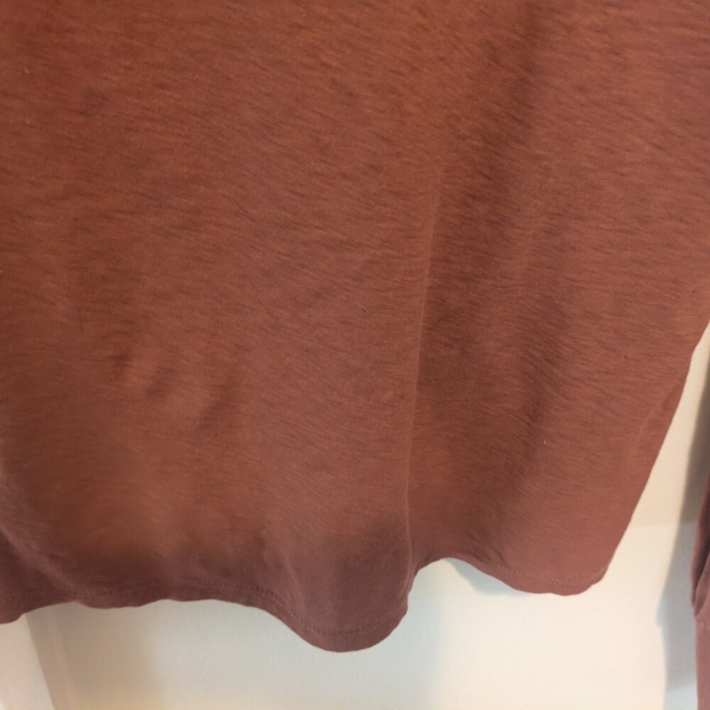 Nation LTD Burnt Orange Lalita Ruffled Neckline Long Sleeve Tee - Picture 11 of 12